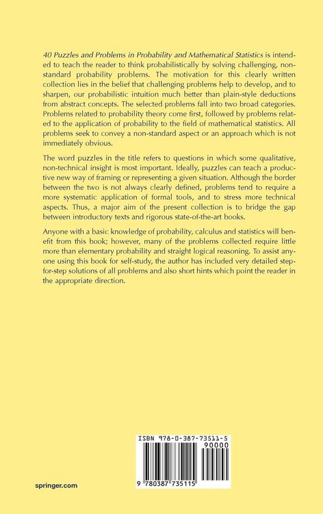 Produktbild: 40 Puzzles and Problems in Probability and Mathematical Statistics
