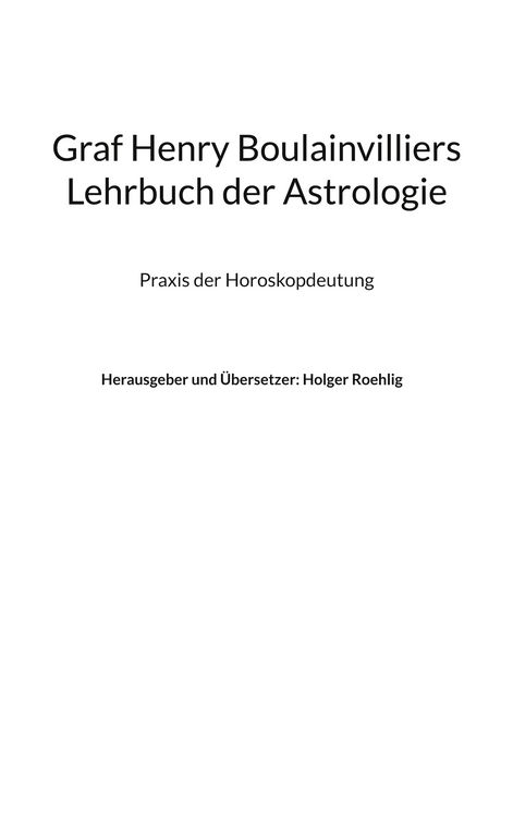 Produktbild: Graf Henry Boulainvilliers Lehrbuch der Astrologie