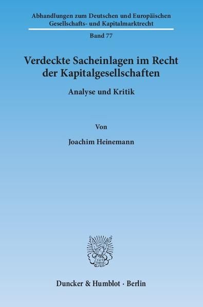 Produktbild: Verdeckte Sacheinlagen im Recht der Kapitalgesellschaften.