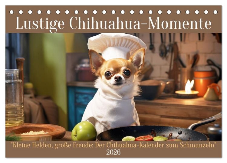 Produktbild: Lustige Chihuahua-Momente (Tischkalender 2026 DIN A5 quer), CALVENDO Monatskalender