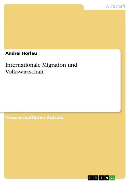 Produktbild: Internationale Migration und Volkswirtschaft