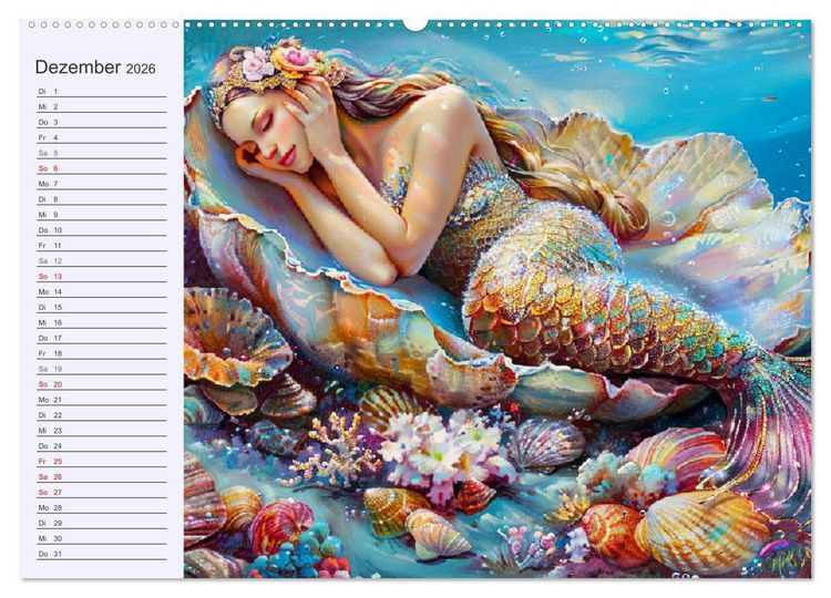 Produktbild: Meerjungfrauen. Zauberhafte Nixen-Paintings (hochwertiger Premium Wandkalender 2026 DIN A2 quer), Kunstdruck in Hochglanz