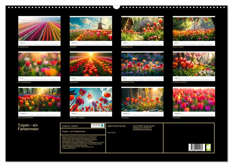 Produktbild: Tulpen - ein Farbenmeer (Wandkalender 2026 DIN A2 quer), CALVENDO Monatskalender