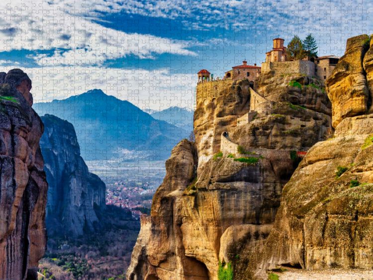 Produktbild: CALVENDO Puzzle Panoramablick auf Meteora | 1000 Teile Lege-Gr&ouml;&szlig;e 64x48cm Foto-Puzzle f&uuml;r gl&uuml;ckliche Stunden