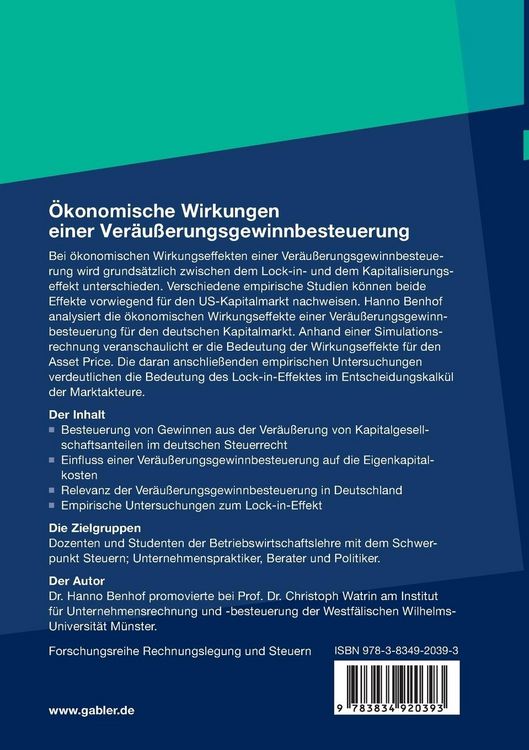 Produktbild: &Ouml;konomische Wirkungen einer Ver&auml;u&szlig;erungsgewinnbesteuerung