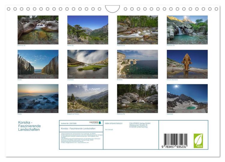 Produktbild: Korsika - Faszinierende Landschaften (Wandkalender 2026 DIN A4 quer), CALVENDO Monatskalender