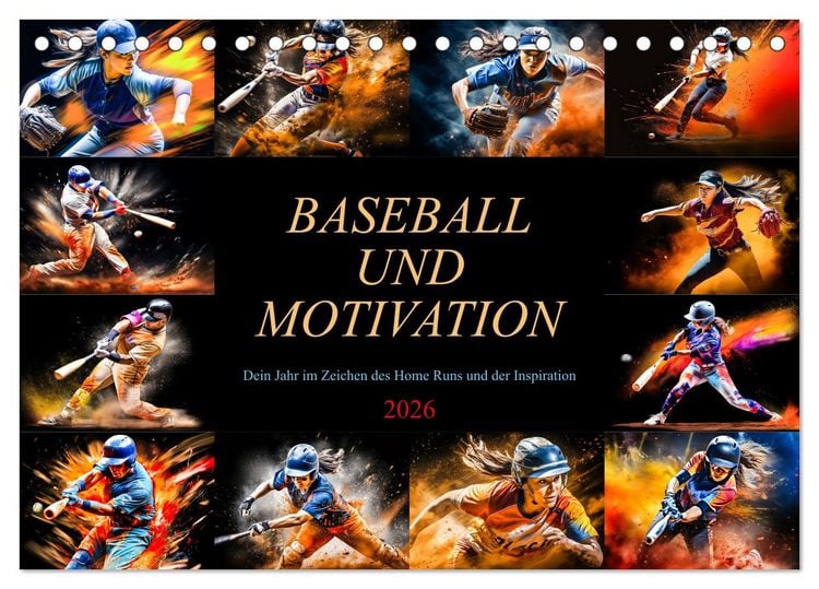 Produktbild: Baseball und Motivation (Tischkalender 2026 DIN A5 quer), CALVENDO Monatskalender