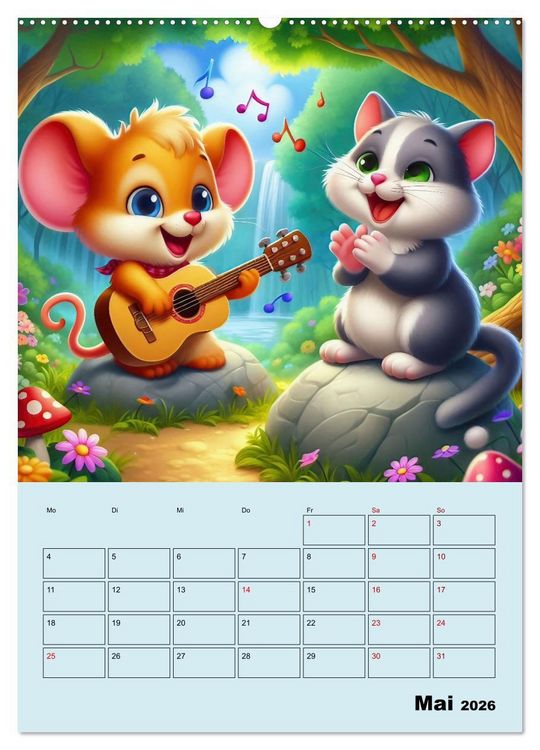 Produktbild: Waldtiere machen Musik (Wandkalender 2026 DIN A2 hoch), CALVENDO Monatskalender