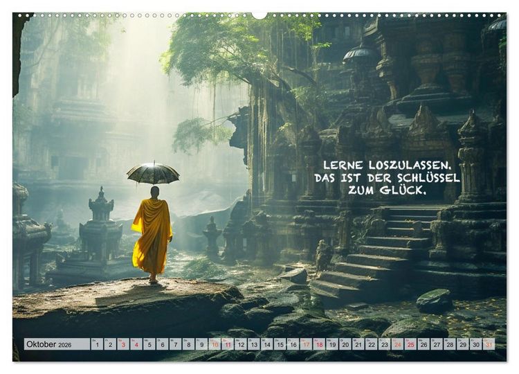 Produktbild: Buddhistische Spr&uuml;che (hochwertiger Premium Wandkalender 2026 DIN A2 quer), Kunstdruck in Hochglanz