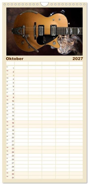 Produktbild: Familienplaner 2027 - Traumgitarren - the Sound of Rock mit 5 Spalten (Wandkalender, 21 x 45 cm) CALVENDO