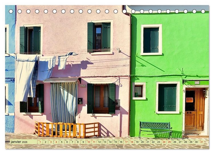 Produktbild: Le linge de Burano (Calendrier de bureau 2026 DIN A5 vertical), CALVENDO calendrier mensuel