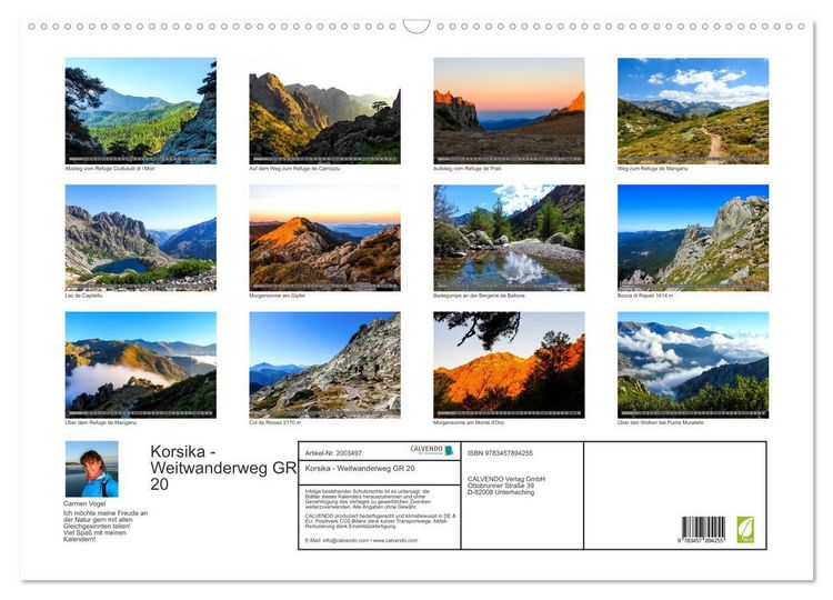 Produktbild: Korsika - Weitwanderweg GR 20 (Wandkalender 2026 DIN A2 quer), CALVENDO Monatskalender