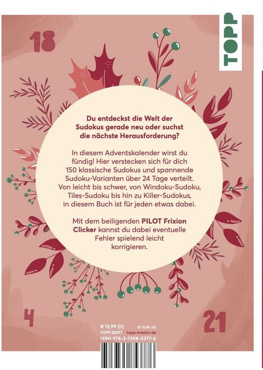 Produktbild: 24 DAYS R&Auml;TSELADVENTSKALENDER &ndash; Sudoku im Advent. Mit original PILOT Stift!