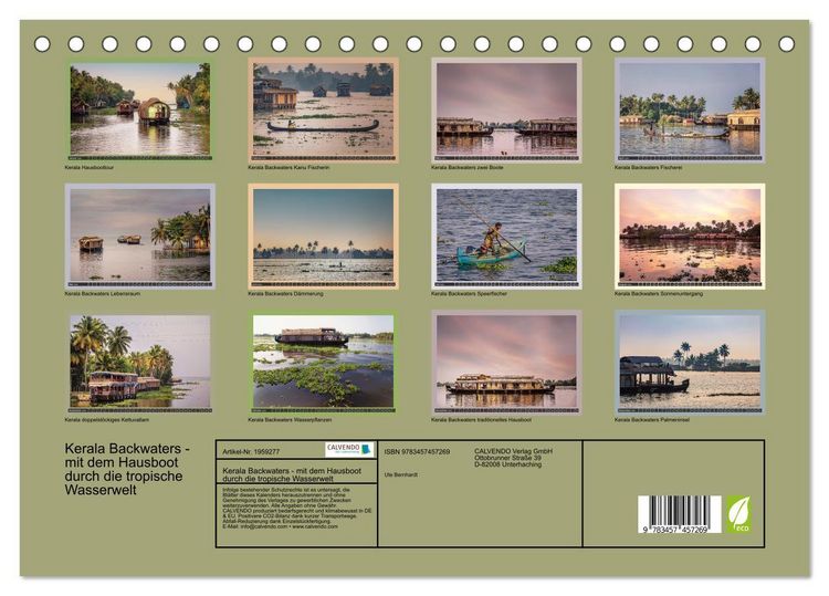Produktbild: Kerala Backwaters - mit dem Hausboot durch die tropische Wasserwelt (Tischkalender 2026 DIN A5 quer), CALVENDO Monatskalender