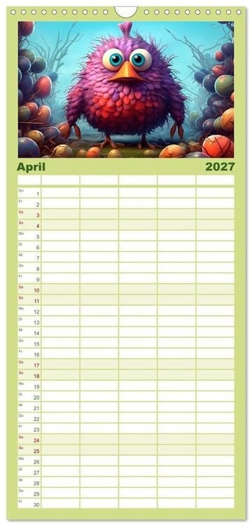 Produktbild: Familienplaner 2027 - Monsterm&auml;&szlig;ig durchs Jahr mit 5 Spalten (Wandkalender, 21 x 45 cm) CALVENDO