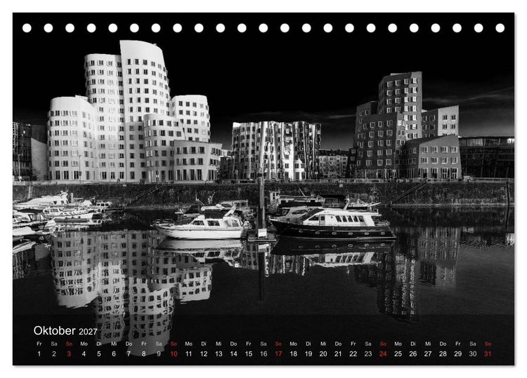 Produktbild: D&uuml;sseldorf Ansichten in Schwarz-Wei&szlig; (Tischkalender 2027 DIN A5 quer), CALVENDO Monatskalender