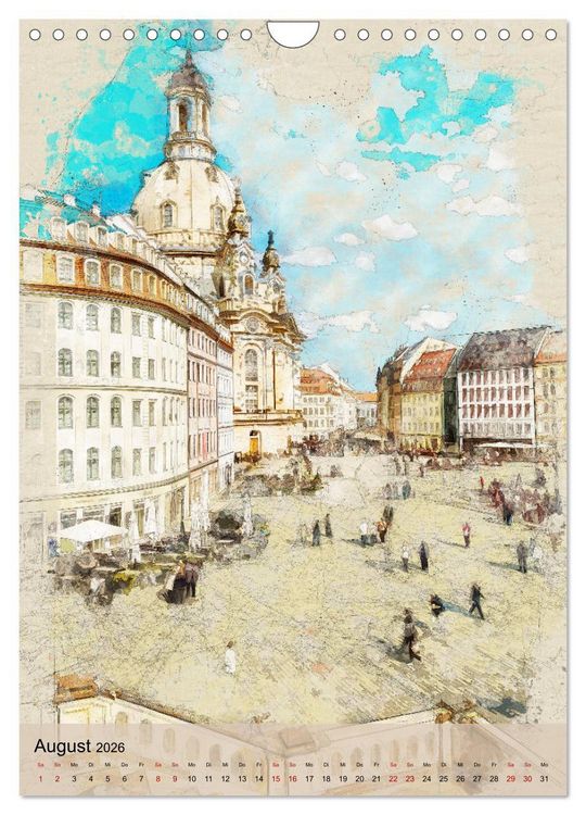 Produktbild: Dresden wie gemalt (Wandkalender 2026 DIN A4 hoch), CALVENDO Monatskalender