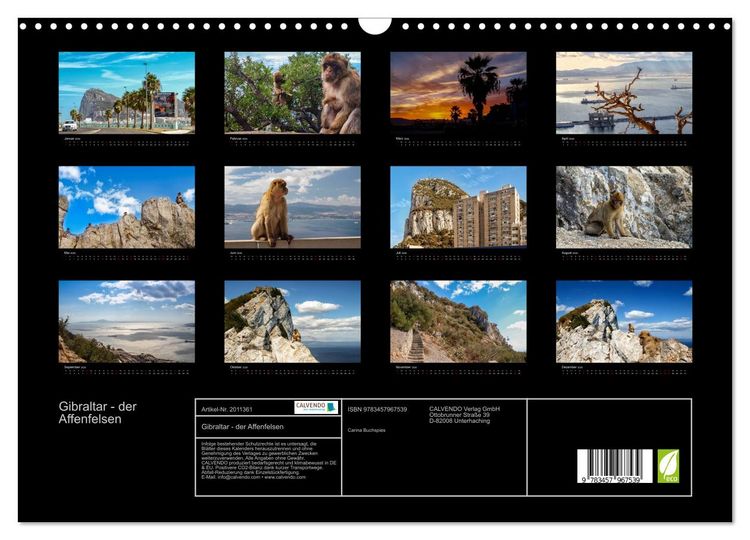 Produktbild: Gibraltar - der Affenfelsen (Wandkalender 2026 DIN A3 quer), CALVENDO Monatskalender
