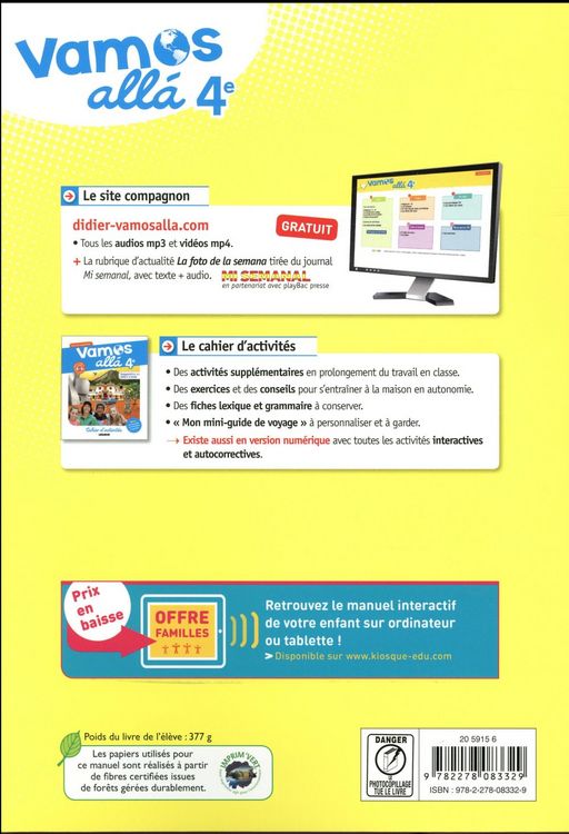 Produktbild: Vamos all&aacute; 4e, Espagnol LV2 A1-A1+, cycle 4, 2&egrave;me ann&eacute;e
