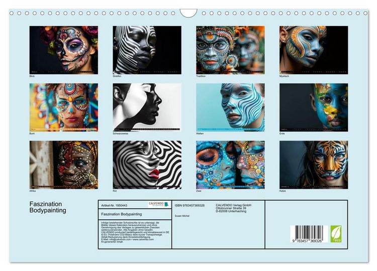 Produktbild: Faszination Bodypainting (Wandkalender 2026 DIN A3 quer), CALVENDO Monatskalender