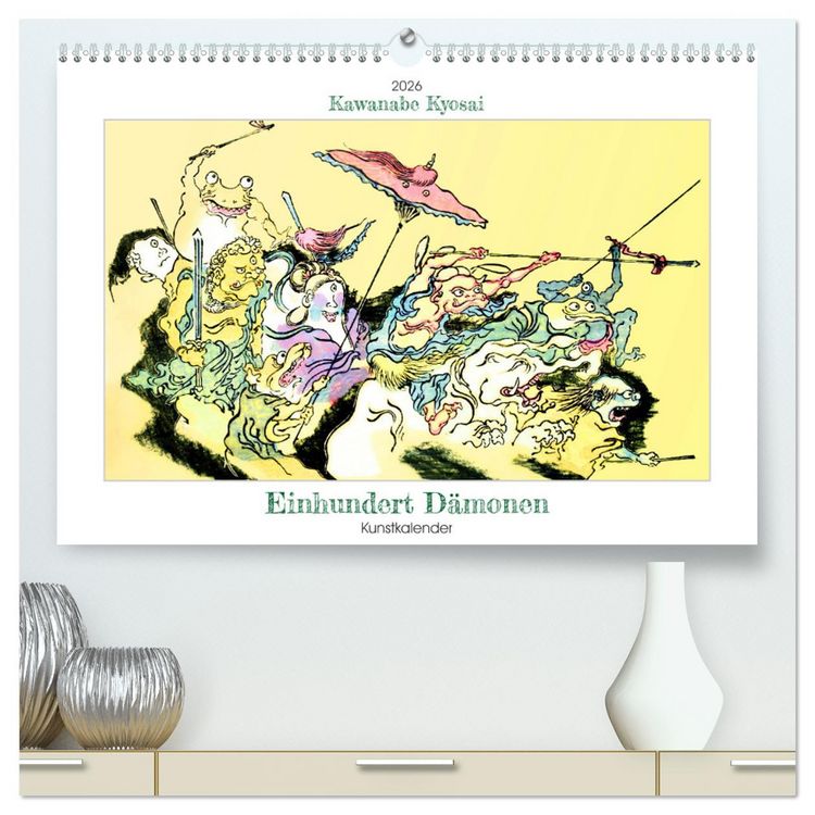 Produktbild: Kawanabe Kyosai - Einhundert D&auml;monen Kunstkalender (hochwertiger Premium Wandkalender 2026 DIN A2 quer), Kunstdruck in Hochglanz