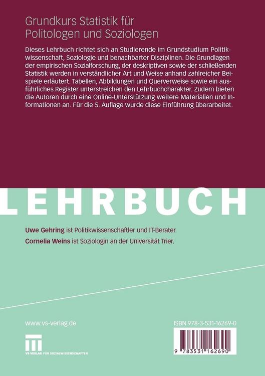 Produktbild: Grundkurs Statistik f&uuml;r Politologen und Soziologen