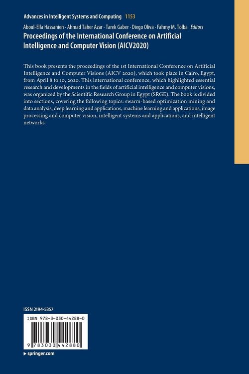 Produktbild: Proceedings of the International Conference on Artificial Intelligence and Computer Vision (AICV2020)
