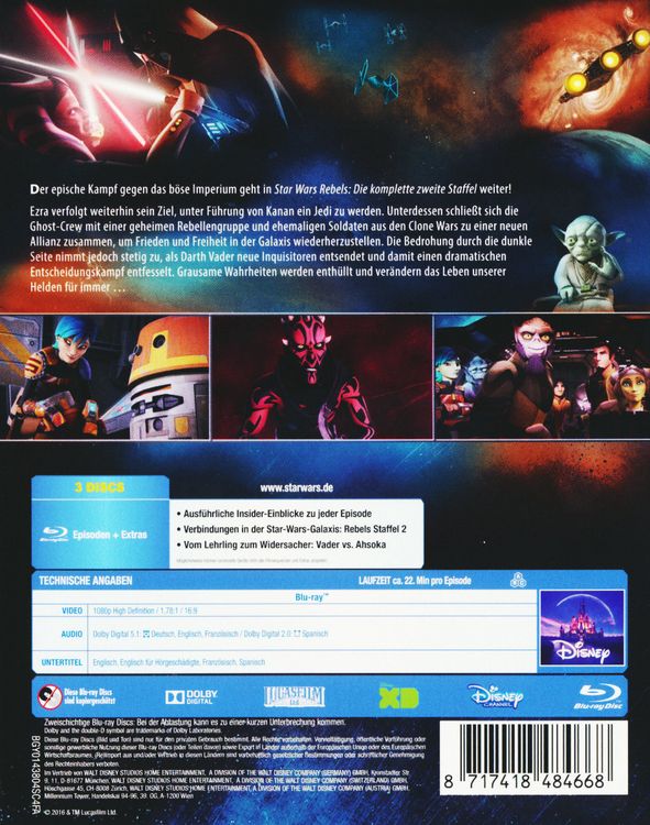 Produktbild: Star Wars Rebels - Die komplette zweite Staffel [3 BRs]