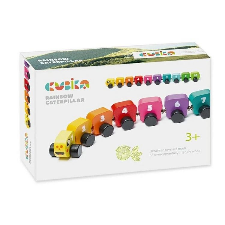 Produktbild: Holzzug Regenbogenraupe mit Magneten 10 Teile