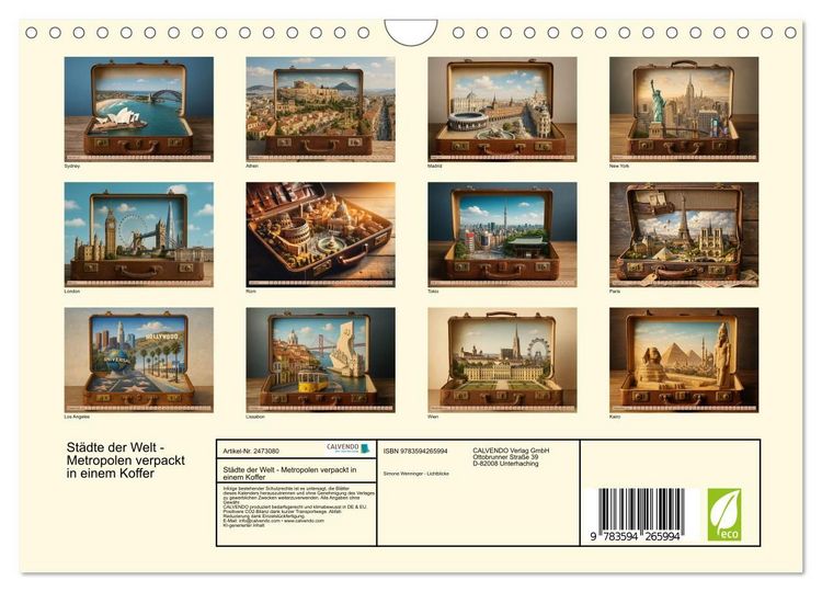 Produktbild: St&auml;dte der Welt - Metropolen verpackt in einem Koffer (Wandkalender 2027 DIN A4 quer), CALVENDO Monatskalender