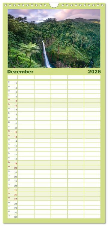 Produktbild: Familienplaner 2026 - Costa Rica - Tierwelt und Landschaften mit 5 Spalten (Wandkalender, 21 x 45 cm) CALVENDO