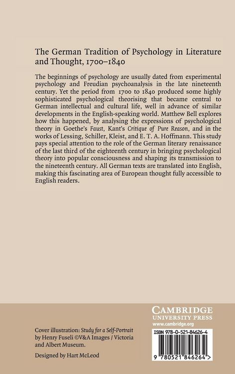 Produktbild: The German Tradition of Psychology in Literature and Thought, 1700-1840
