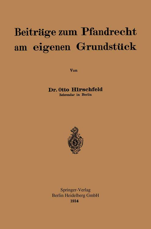 Produktbild: Beitr&auml;ge zum Pfandrecht am eigenen Grundst&uuml;ck