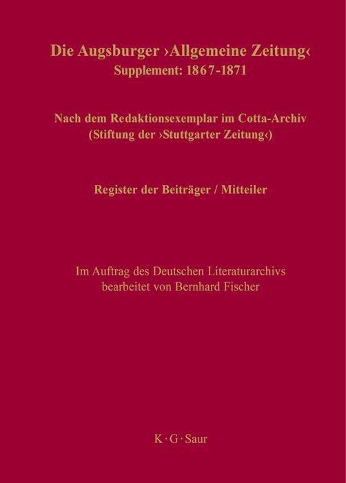 Produktbild: Register der Beitr&auml;ger / Mitteiler