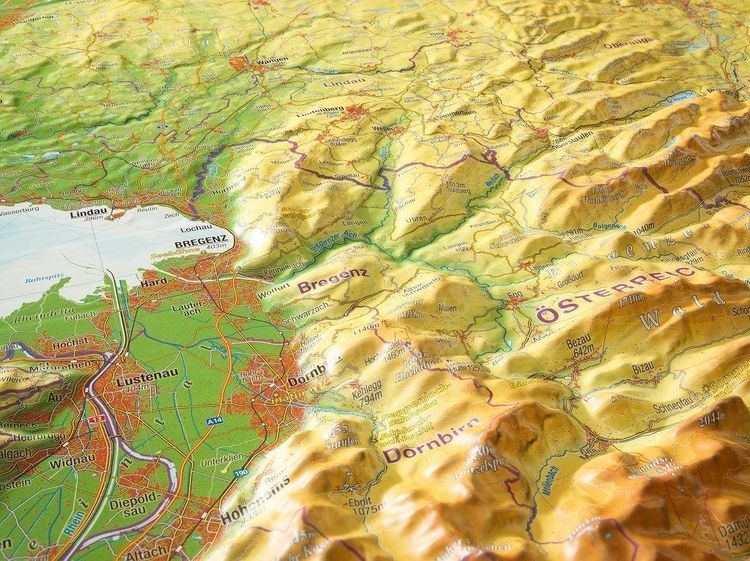 Produktbild: Relief Allg&auml;u Bodensee 1:200.000 (ohne Rahmen)