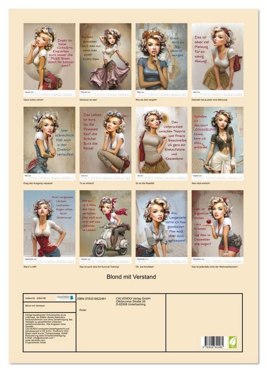 Produktbild: Blond mit Verstand (Wandkalender 2026 DIN A2 hoch), CALVENDO Monatskalender