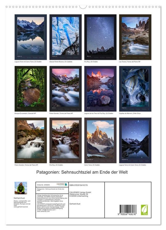 Produktbild: Patagonien: Sehnsuchtsziel am Ende der Welt (hochwertiger Premium Wandkalender 2026 DIN A2 hoch), Kunstdruck in Hochglanz
