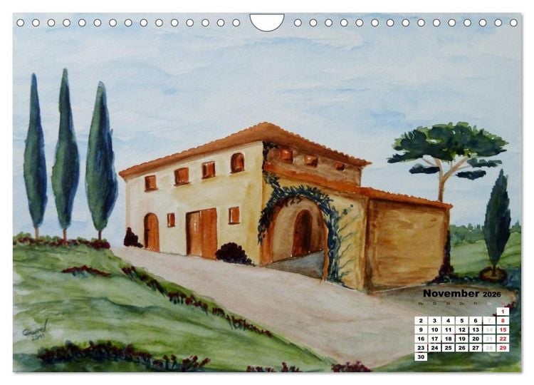 Produktbild: Toskana in Aquarell (Wandkalender 2026 DIN A4 quer), CALVENDO Monatskalender