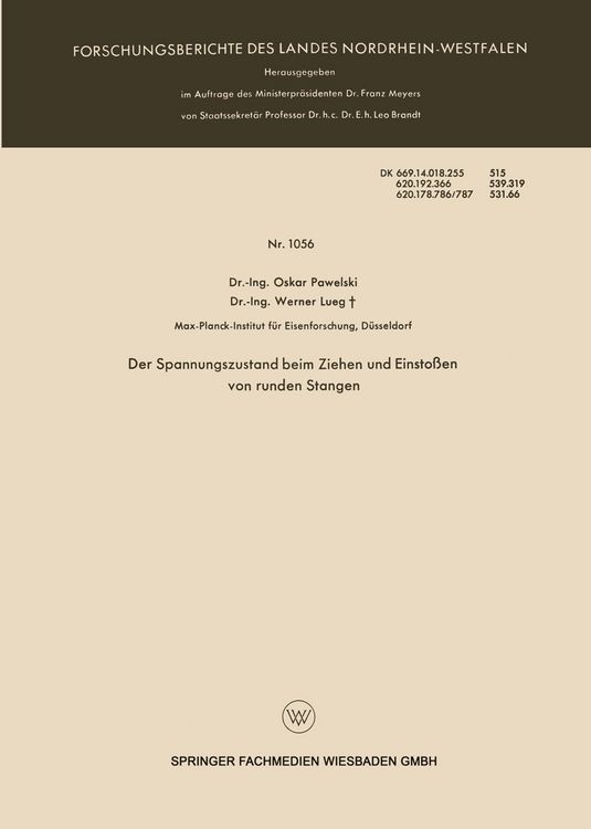 Produktbild: Der Spannungszustand beim Ziehen und Einsto&szlig;en von runden Stangen