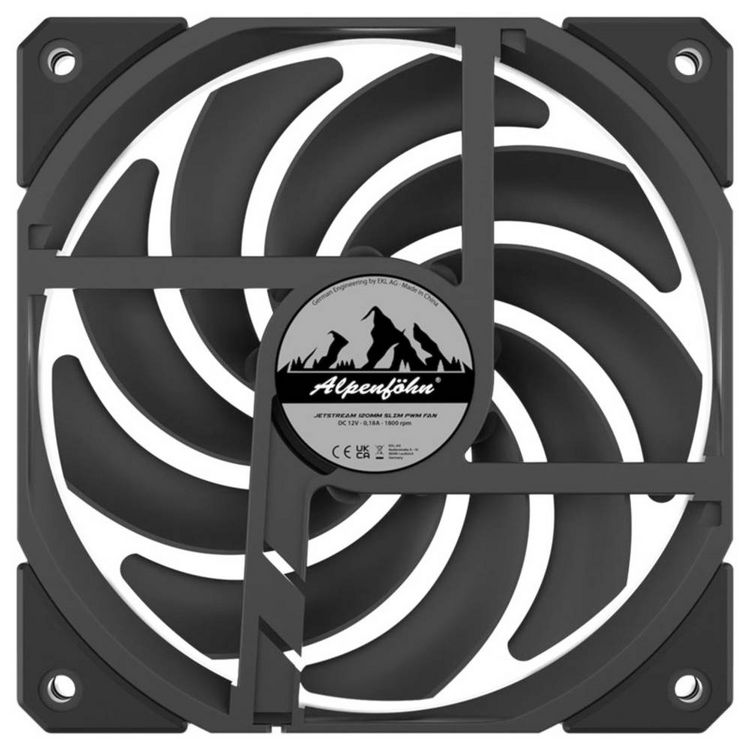 Produktbild: Alpenf&ouml;hn 120 Jetstream Slim PC-Geh&auml;use-L&uuml;fter Schwarz (B x H x T) 120 x 120 x 16 mm