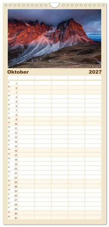 Produktbild: Familienplaner 2027 - Berge. Wege in die Natur mit 5 Spalten (Wandkalender, 21 x 45 cm) CALVENDO