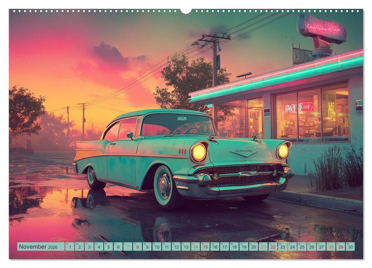 Produktbild: Amerikas rollende Legenden &ndash; Retro-Design trifft Nostalgie (hochwertiger Premium Wandkalender 2026 DIN A2 quer), Kunstdruck in Hochglanz