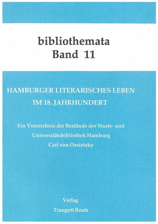 Produktbild: Hamburger literarisches Leben im 18. Jahrhundert