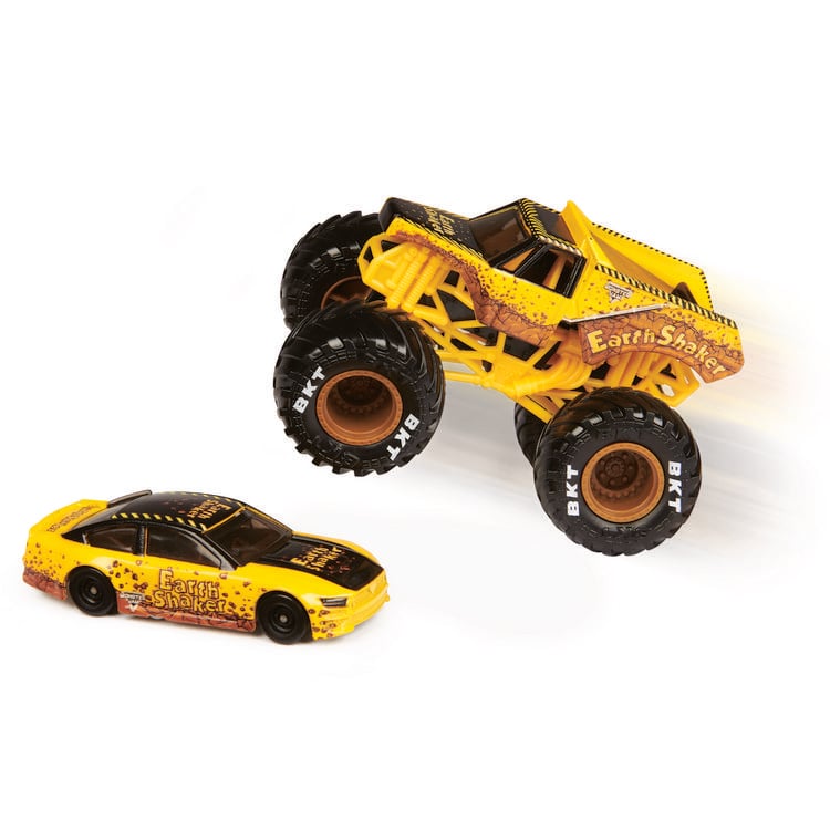 Produktbild: Monster Jam, Truck und Rennauto in einem Set, Ma&szlig;stab 1:64