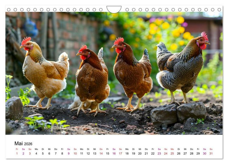 Produktbild: H&uuml;hner Federvieh (Wandkalender 2026 DIN A4 quer), CALVENDO Monatskalender
