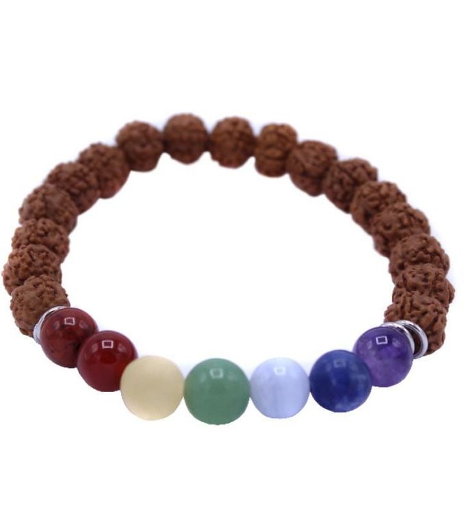 Produktbild: Chakra Armband Rudrakshaperlen in Geschenkbox