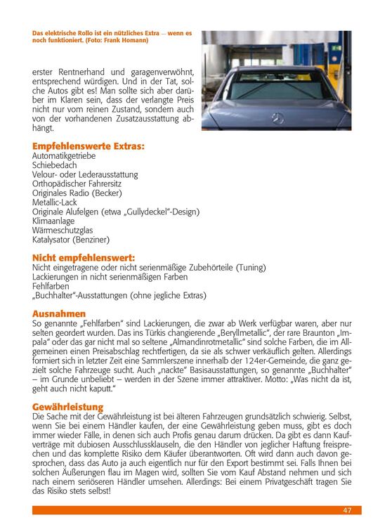 Praxisratgeber Klassikerkauf Mercedes-Benz W 124