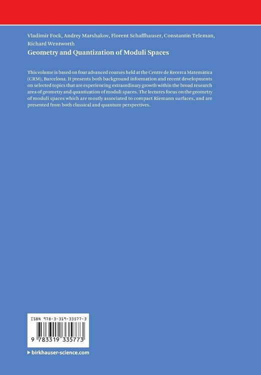 Produktbild: Geometry and Quantization of Moduli Spaces
