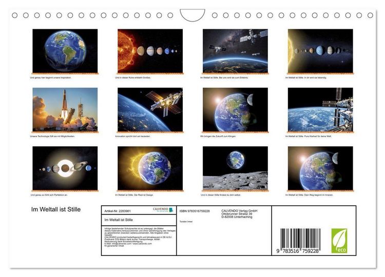 Produktbild: Im Weltall ist Stille (Wandkalender 2027 DIN A4 quer), CALVENDO Monatskalender