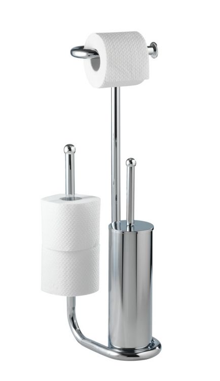 Produktbild: Stand WC-Garnitur Universalo Chrom, integrierter Toilettenpapierhalter und WC-B&uuml;rstenhalter